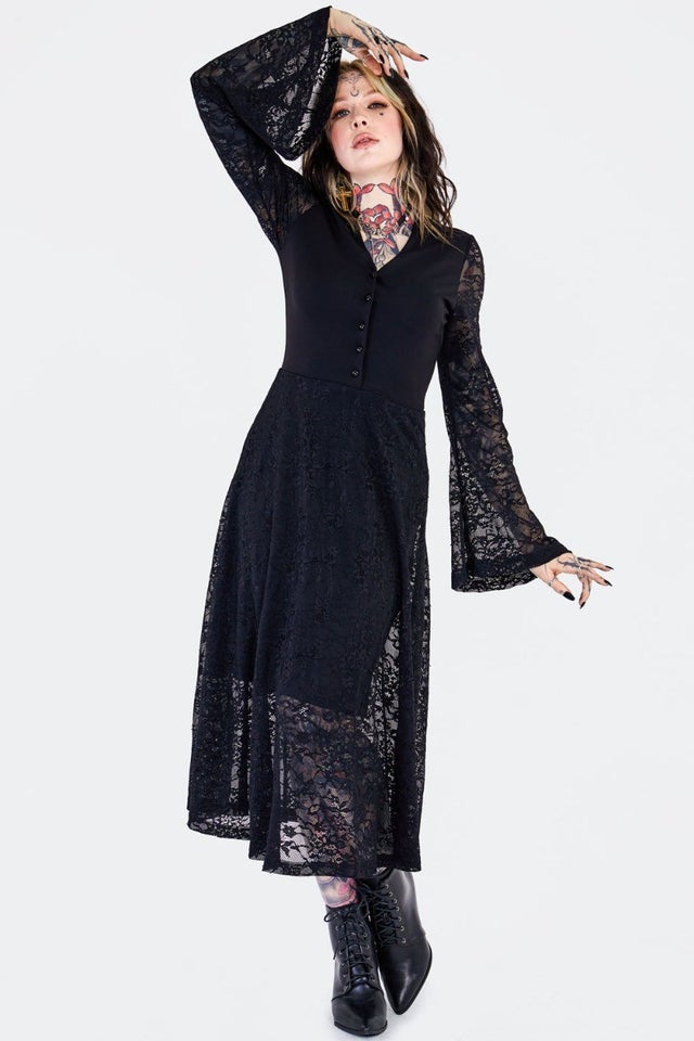 ★BAU by Bride And You★ LILITH Stand collar pin tucked long New Arrivals | Broadway Pinups