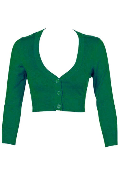 Kelly Green Cropped Cardigan