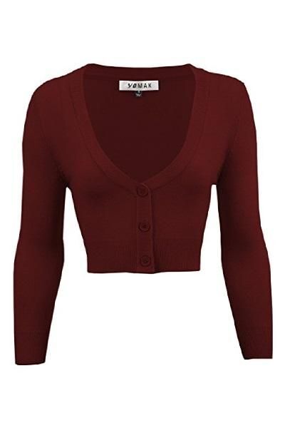 Burgundy Cropped Cardigan
