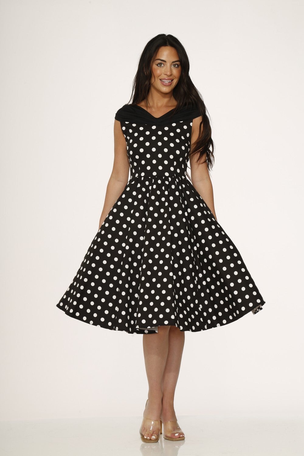 Black White Polka Dot Swing Dress Broadway Pinups Black White Polka Dot Swing Dress Broadway Pinups
