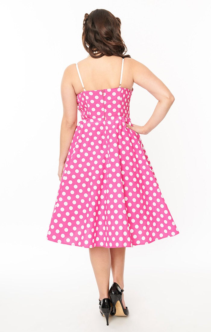 Hot Pink Polka Dot Swing Dress