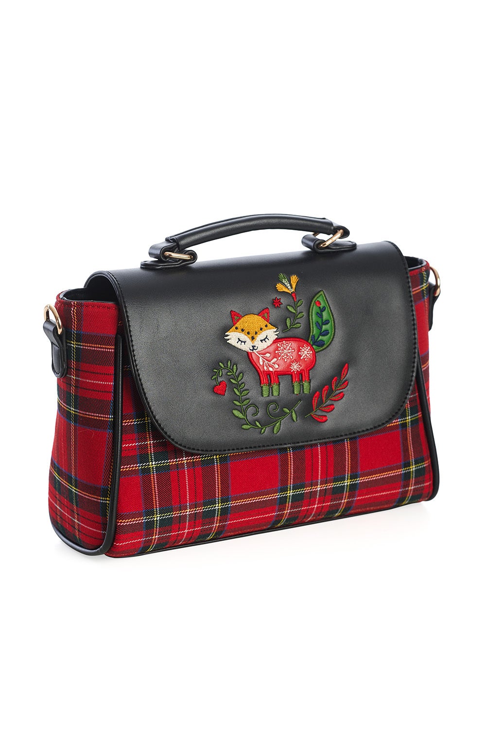 Scandi Fox Red Plaid Purse Crossbody Broadway Pinups